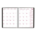 Brownline 2026 Essential 14-Month Monthly Planner - 11" x 8-1/2" - Black - English-Twin-wire binding with soft lizard-like cover