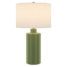 Hudson&Canal - Lampe de table Selina en céramique de 63 cm de haut avec abat-jour en tissu, - Vert estragon/blanc-Associé à un abat-jour en tissu tambour blanc