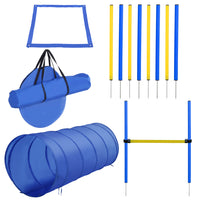 PawHut - Kit de démarrage d’agilité pour chien, ensemble d’entraînement et d’exercice en plein air pour animaux, tunnel, 8 piquets de slalom, saut en hauteur-Le kit de démarrage d'agilité compétitive offre un amusement interactif et de l'exercice pour le chien et son propriétaire 