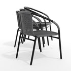 Flash Furniture - Chaise empilable de restaurant en rotin gris pour intérieur et extérieur-Appuis-Bras intégrés
