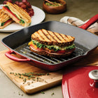 Tramontina Grill Pan with Press Enameled Cast Iron 11" Graduated Red-7