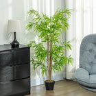 Outsunny 5' Artificial Bamboo Tree in Nursery Pot - Green-Bamboo plant design, with six branches and 644 leaves for a complete look 