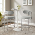 Modway Albie Fabric Bar Stools - Grey/Silver - 2 Pack-Tubular Metal Base