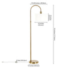 Hudson&Canal - Lampadaire Veronica Arc avec abat-jour en tissu - Laiton antique/blanc-Nettoyer avec un chiffon doux et sec, sans produits chimiques agressifs ni produits de nettoyage abrasifs
