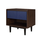 Manhattan Comfort Duane 20.23" Mid-Century Modern Nightstand - Dark Brown/Navy Blue-Perfect for Bedside Storage, Lamps or Display Items