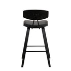 Armen Living Fox 25.5" Counter Height Mid-Century Modern Bar Stool in Black Faux Leather & Black Wood-6