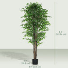 HOMCOM 8' Tall Artificial Silk Ficus Tree for Home Office - Green-No watering or sunlight needed, completely maintenance-free 