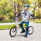 Aosom Youth Street Kick Scooter with 16'' Inflatable Wheel Dual Brakes - White-No pedals, no gears, no brakes, kids walk along at their own speed 