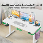 IMHome - Bureau assis-debout électrique réglable en hauteur avec 3 réglages de mémoire - 55 po x 24 po - Plateau blanc / structure blanche-Fabriqué avec des matériaux certifiés, incluant les normes CARB, UL1310, FSC et TSCA, ce bureau assis-debout électrique garantit sécurité, durabilité et respect de l’environnement. Le plateau en deux sections, avec fini imitation bois laminé, est résistant aux rayures et à l’eau, ce qui le rend à la fois pratique et élégant. Son design épuré et minimaliste s’intègre faci