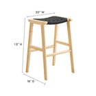 Modway - Saoirse Tabouret de bar en bois de corde tressée - Noir naturel - Ensemble de 2-Conception du tressage en panier