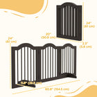 PawHut Freestanding Pet Gate with 2 Support Feet - Coffee-Flexible panels which can be arranged in different ways 