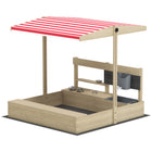 Outsunny Outdoor Kids Square Sandbox with Cover - 44.9" x 43.3" - Natural Wood-Made of fir wood with smooth surface 