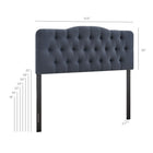 Modway Annabel Premium Linen Blend Queen Headboard - Denim-Diamond Button Tufting