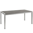 Modway Shore Outdoor Patio Aluminum Dining Table - Silver Grey-Modern Outdoor Dining Table