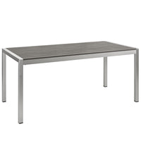 Modway Shore Outdoor Patio Aluminum Dining Table - Silver Grey-Modern Outdoor Dining Table