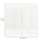 HOMCOM - Paravent autoportant à 4 panneaux en fibre ondulée pour bureau à domicile - blanc-Le design pliant avec quatre panneaux et neuf charnières en métal vous permet de créer un nouveau look et d'économiser de l'espace lorsqu'il n'est pas utilisé 
