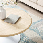 Modway Lippa 36" Round Faux Travertine Coffee Table - White Travertine-Non-Marking Felt Pad