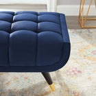 Modway Adept 60" Performance Velvet Bench - Midnight Blue-Splayed Black Birchwood Frame