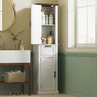 HOMCOM 65" Tall Bathroom Storage Cabinet with Shelves and Drawer - White-Slim, tall shape fits small spaces beside toilets or sinks  