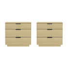 Manhattan Comfort Payton 26" Modern Nightstand 2-Piece Set - Natural Oak/Black-Modern Nightstand for Bedroom and Living Room Use. Set of 2