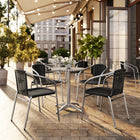 Flash Furniture – Chaise commerciale empilable en aluminium et en rotin noir, int/ext (TLH-020-BK-GG)-Dossier courbé
