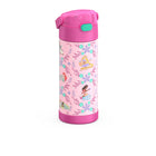 Thermos - Bouteille d'eau isotherme FUNtainer en acier inoxydable - 410 ml - Princesse-Couvercle à bouton-poussoir avec paille escamotable