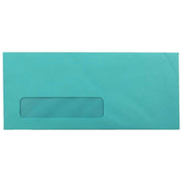 JAM Paper Enveloppes Brite Hue en papier recyclé à fermeture gommée et à fenêtre, 4 1/8 x 9 1/2 po, bleu mer, 1000/paquet-Bleu mer