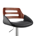 Armen Living - Karter Tabouret de Bar à Hauteur Réglable en Similicuir Noir et Bois Noyer avec Base Chromée-7