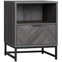 HOMCOM - Table de chevet avec pieds en acier pour chambre - gris-Le style industriel met en valeur la décoration de votre maison 