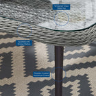 Modway Endeavor Outdoor Patio Wicker Rattan Square Coffee Table - Grey-Tempered Glass Table Top