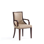Manhattan Comfort Grand 22.5" Traditional Faux Leather and Velvet Upholstered Dining Armchair - Tan - Set of 2-10