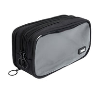 ZIPIT Half & Half Pencil Case - 3‑Compartment School Pouch - Black-Fun & transparent: Add some excitement to your day with an aesthetic pencil case that features a see-through front compartment, giving you a sneak peek of your colorful pens and pencils