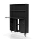 Nexera Slim Bar Cabinet - Secretary Bookcase Desk With Storage - Black-Designed and made in Canada with CARB II/FSC Certified particle board and MDF materials.  Ships in 24-48H from order date. Assembly required