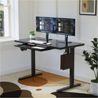 ShoppingAll - Bureau debout électrique réglable en hauteur avec tiroir en verre - Noir-Confort Assis & Debout: Ce bureau électrique en verre vous permet d’ajuster facilement la hauteur entre 28.3″ et 46.5″ pour alterner entre positions assise et debout. Il dispose de quatre boutons préréglés pour enregistrer vos hauteurs préférées et effectuer des réglages rapides.