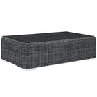 Modway - Summon Terrasse extérieure Plateau en verre Table basse - Gris-Tissage rond en rotin synthétique