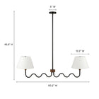 Modway Sunlit Squiggle 2-Arm Pendant Light - Walnut/Black-Rubberwood Accent