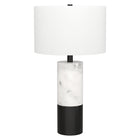 Hudson&Canal - Lampe de table Liana 61 cm de haut avec abat-jour en tissu - Marbre/Noir/Blanc-Design glamour pour votre salon, votre espace de travail ou votre table de chevet