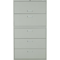 Staples Lateral File Cabinet, 5-Drawer, Grey-Positive interlocking system prevents tipping