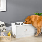 PawHut Elevated Dog Bowl Feeding Station with Stand - White- 67.6 oz. capacity per bowl 