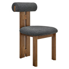 Modway - Torian Tissu Boucle Chaise à manger - Charbon de bois en noyer - Ensemble de 2-Assemblée requise