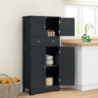 HOMCOM 50.5" H Kitchen Pantry Cabinet with Doors and Adjustable Shelf - Black-A 3-level adjustable shelf offers personalized organization 