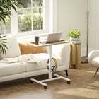 HOMCOM 28" Height Adjustable Standing Desk - Natural Wood-Versatile: use as a laptop table, or how about as an overbed table or sofa desk