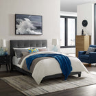 Modway Amira Performance Velvet Full Bed - Grey-Non-Marking Foot Caps