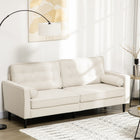 HOMCOM - Canapé 3 places avec coussin de dossier, oreillers et pieds en bois - blanc crème-Le rembourrage généreux et les deux coussins cylindriques offrent un excellent confort 