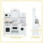 Qaba Play Kitchen for Kids with Switch Knob Sound, Built-in Clock - White-Kid-friendly countertop height suits kids, promoting independence 