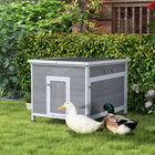 PawHut - poulailler pour canards, clapier à lapin en bois avec toit ouvrant-La porte avant fait également office de rampe pour faciliter l'entrée des canards 