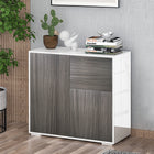 HOMCOM 31.1" L High Gloss Buffet Sideboard with 2 Drawers - Grey and White-Suitable for the living room, dining room, and office