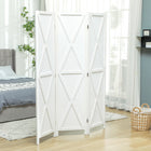 HOMCOM 3 Panel Freestanding Room Divider for Bedroom Office - White-Solid paulownia wood with X-shaped farmhouse patterns for solidity and a rustic feeling
