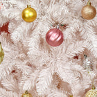 HOMCOM - Sapin de Noël artificiel 6' avec base en métal - rose et blanc-Couleur : blanc, rose 