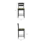 Modway Jax Oak Wood Counter Stool With Wavy Razor Back and Cushion - Black Sage-Wavy Razor Back